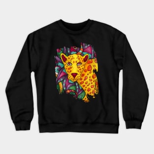 Funny cheetah face, colorful jungle animal Crewneck Sweatshirt